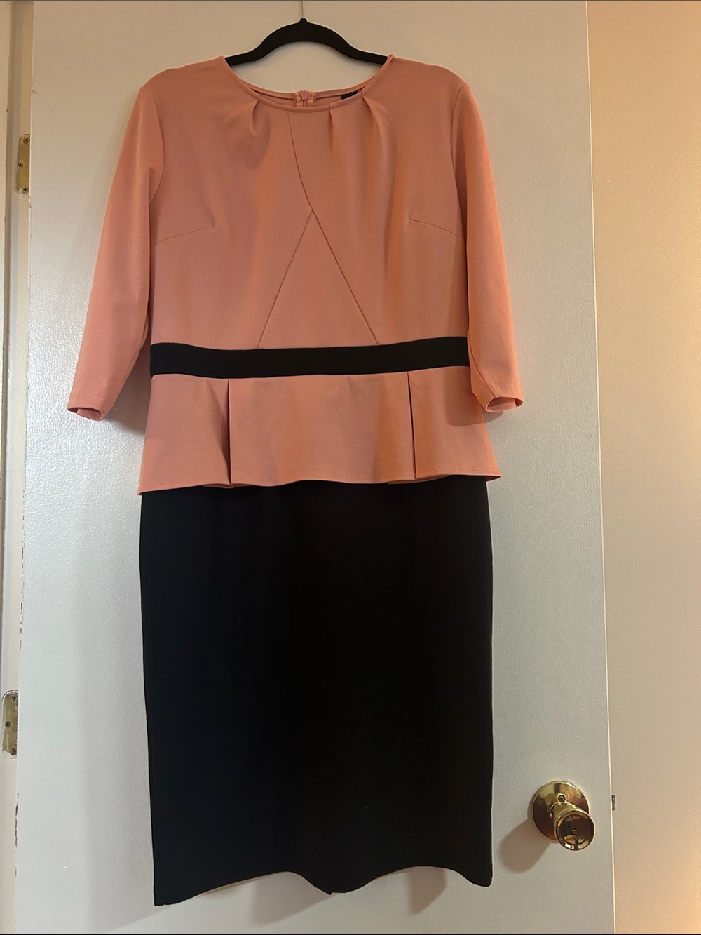 VFShow pink and black peplum pencil skirt dress